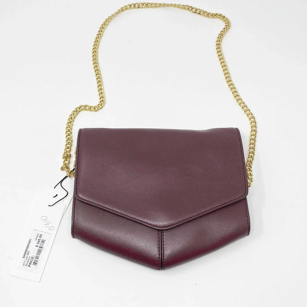 SANDRO Lou MM Leather Crossbody Shoulder Handbag Bordeaux - Picture 6 of 6